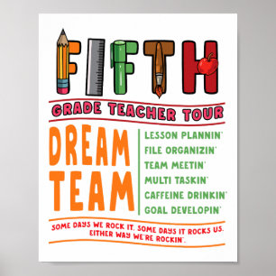 Affiche Professeur de 5e année Tour Retour à l'école Cinqu