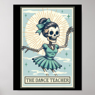 Affiche Professeur de danse Skeleton Tarot Card Dancing Ba