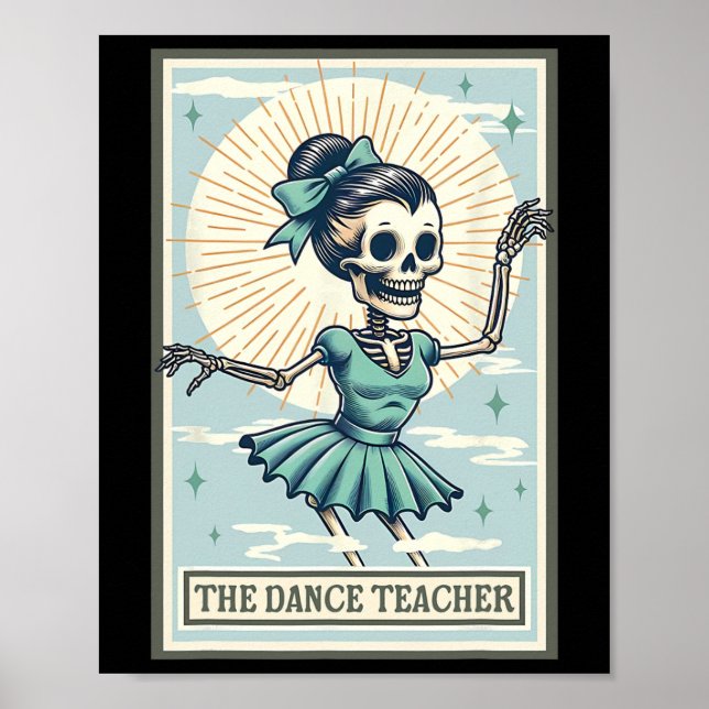 Affiche Professeur de danse Skeleton Tarot Card Dancing Ba (Devant)