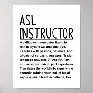 Affiche Professeur de langue des signes