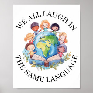 Affiche Professeur de langues Bilingue pour enfants