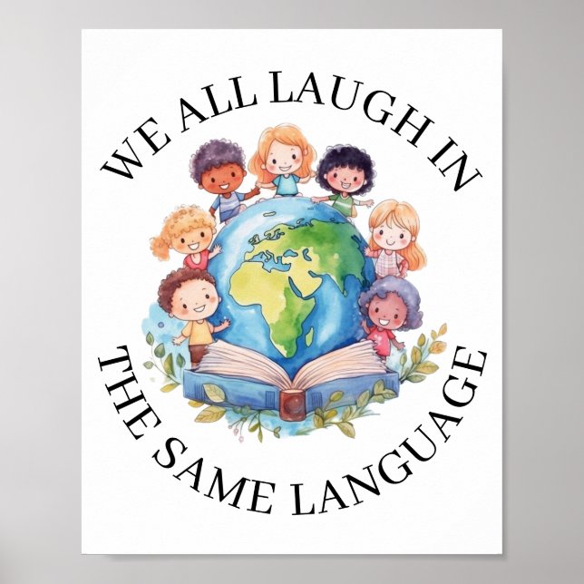 Affiche Professeur de langues Bilingue pour enfants (Devant)