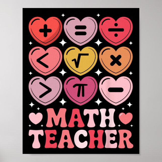 Affiche Professeur de mathématiques Symbole d'opération ma (Devant)