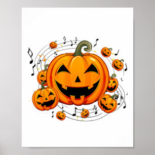 Affiche Professeur de musique Halloween Citrouille d'autom