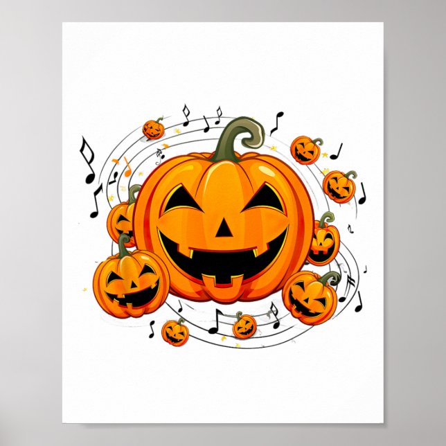 Affiche Professeur de musique Halloween Citrouille d'autom (Devant)