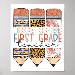 Affiche Professeur de première année crayon léopard jour h