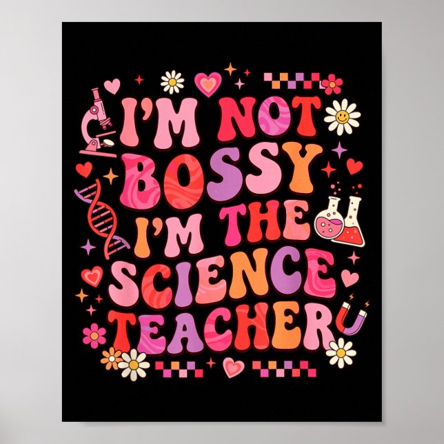 Affiche Professeur de sciences Saint-Valentin Rétro Groovy (Devant)