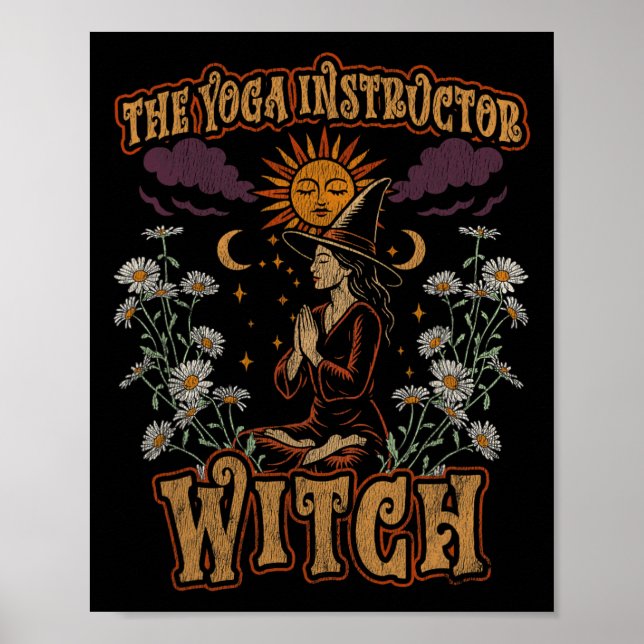 Affiche Professeur de yoga sorcière Vie pleine conscience, (Devant)