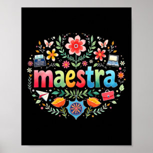 Affiche Professeur d'espagnol mexicain Mexique Enseignante
