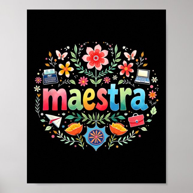 Affiche Professeur d'espagnol mexicain Mexique Enseignante (Devant)