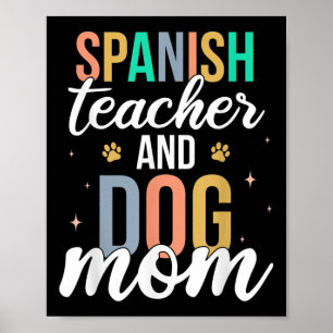 Affiche Professeur d'espagnol rétro & Mère de chien Dr