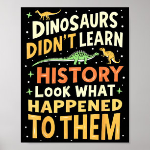 Affiche Professeur d'études sociales de dinosaure drôle En
