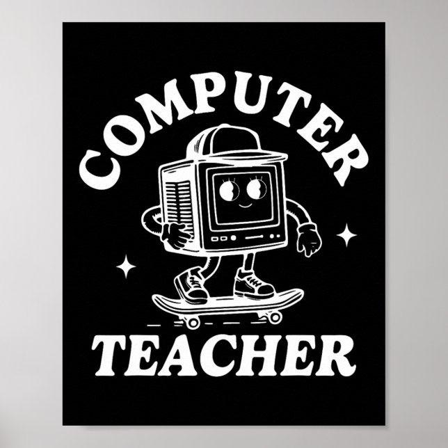 Affiche Professeur d'ordinateur Skateboard informatique Sc (Devant)