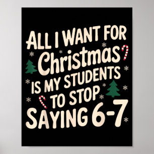 Affiche Professeur drôle de Noël disant aux élèves 6-7 67