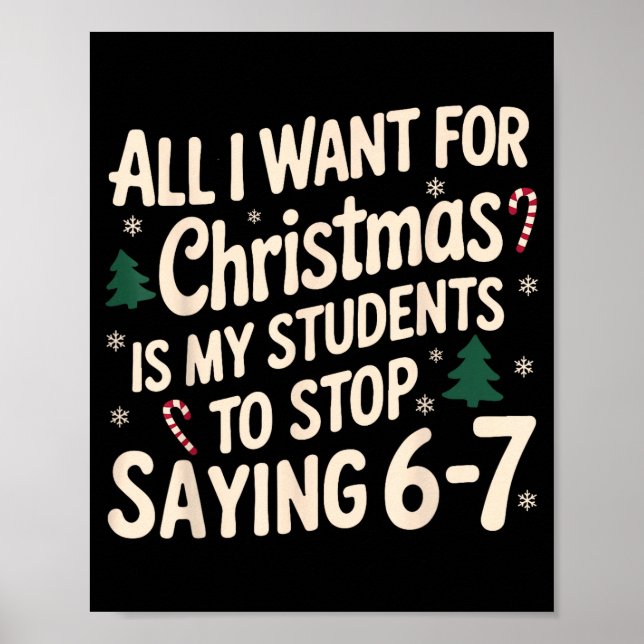 Affiche Professeur drôle de Noël disant aux élèves 6-7 67  (Devant)