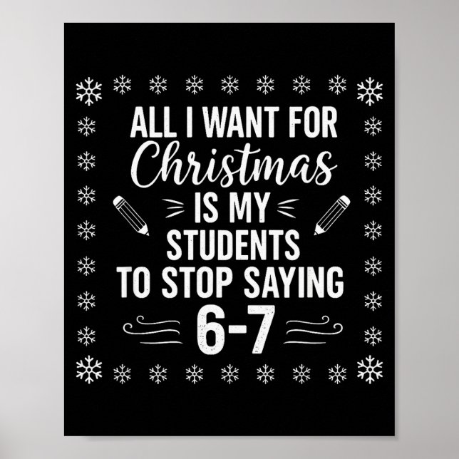 Affiche Professeur drôle de Noël Les élèves disent 6-7 67  (Devant)