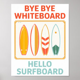 Affiche Professeur drôle été surf surfant vacances vacance