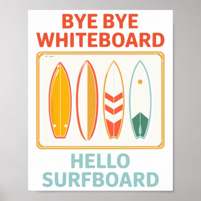 Affiche Professeur drôle été surf surfant vacances vacance (Devant)