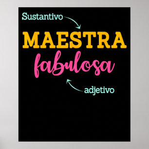 Affiche Professeur Espagnole Fabulosa Enseignante