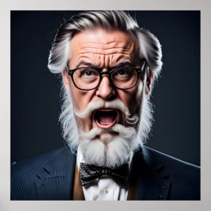 Affiche Professeur fou fou avec barbe