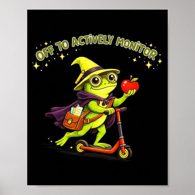 Affiche Professeur grenouille drôle surveille activement l (Devant)
