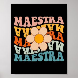 Affiche Professeure d'espagnol Groovy Maestra Retour à l'é