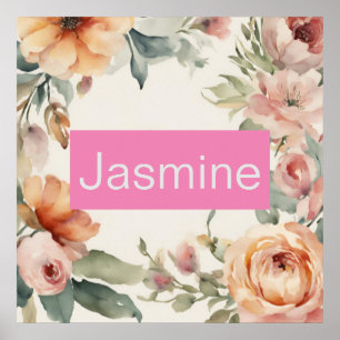 Affiche Professionnel Moderne Minimaliste Roses Floral Nom