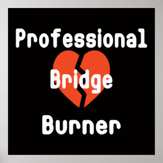 Affiche Professionnel qui brûle des ponts Humour de bureau