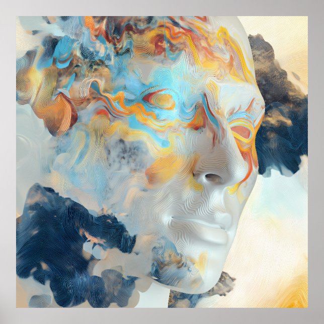 Affiche Profil Coloré de Flux Mental Topographique (Devant)