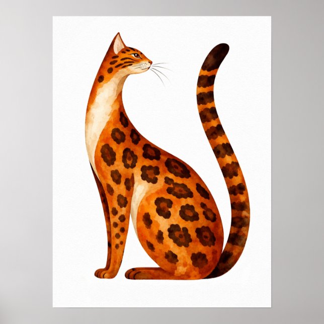Affiche Profil de chat Bengal à l'aquarelle (Devant)