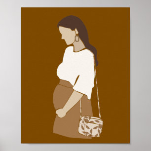 Affiche Profil de femme enceinte abstrait Art de maternité