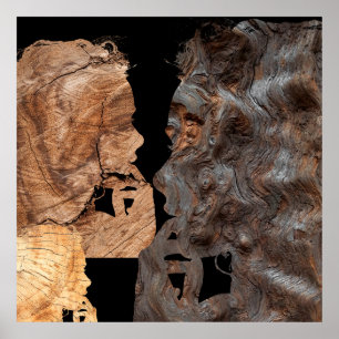 Affiche Profil de femme perplexe - Bois