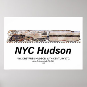 Affiche Profil de la locomotive à vapeur NYC Dreyfuss Huds
