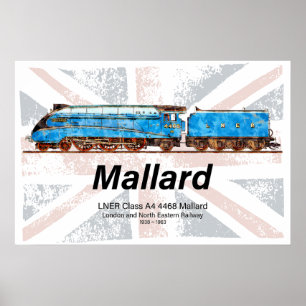 Affiche Profil de la locomotive LNER Classe A4 Mallard ave