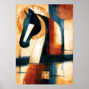 Affiche Profil solaire de Kiso Uma Cheval Abstrait Art Jap