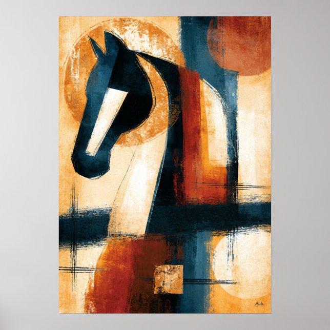 Affiche Profil solaire de Kiso Uma Cheval Abstrait Art Jap (Devant)