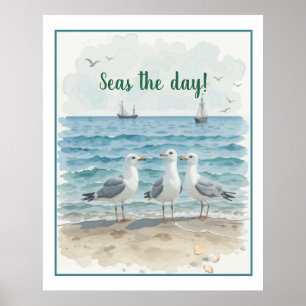 Affiche Profitez de la journée Fun Citation de plage