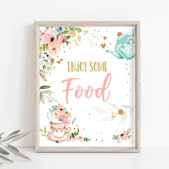 Affiche Profitez de la nourriture Fête du thé Bébé en prép (Créateur téléchargé)