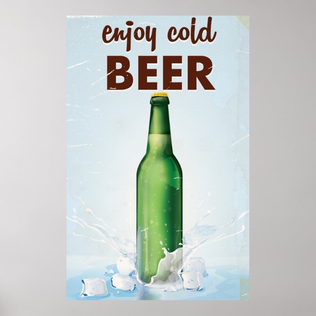 Affiche Profitez de l'affiche de boisson bière froide. (Devant)