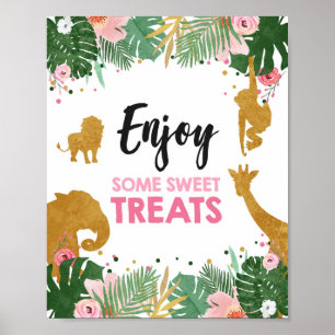 Affiche Profitez De Soins Sucrés Safari Animaux Anniversai