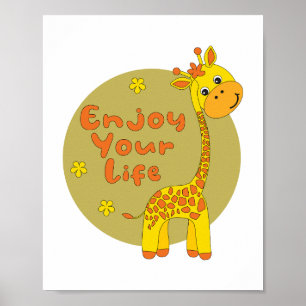 Affiche Profitez de votre vie Kawaii jolie petite girafe j