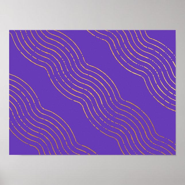 Affiche Profond violet or couleur abstrait lignes motif (Devant)