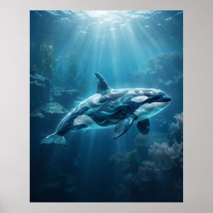 Affiche Profondeurs Bleues Arctiques Orca Océan