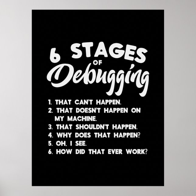 Affiche Progammer 6 Étapes De Débogage (Devant)