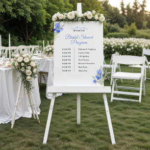 Affiche Programme de Baby Shower Mariage Iris Bleu Somethi