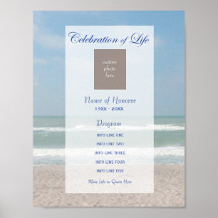 Affiche Programme de célébration de la vie Plage et photo