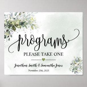 Affiche Programme de cérémonie de mariage au signe eucalyp