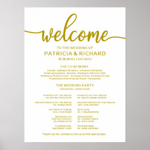 Affiche Programme de cérémonie de mariage calligraphie sim