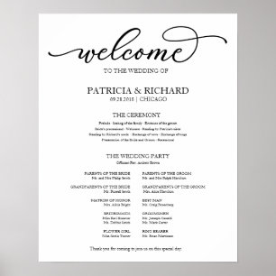 Affiche Programme de cérémonie de mariage Chic Script