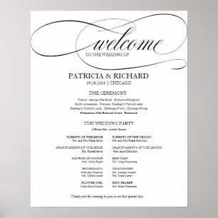 Affiche Programme de cérémonie de mariage élégant écriture